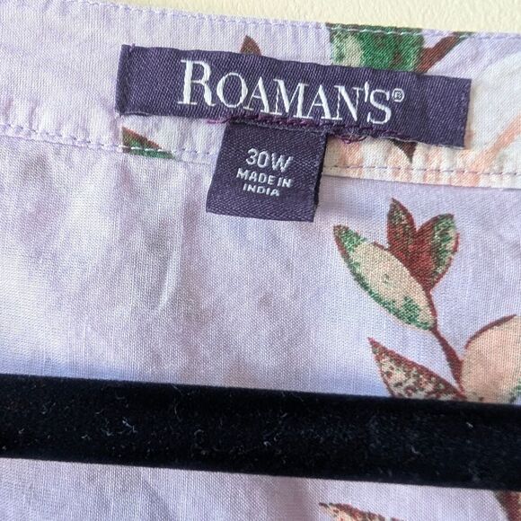 Roaman's Women's Plus Size Floral Big Shirt Lavender Romantic Rose Size 30W - Picture 6 of 8